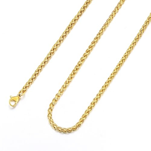 U7 Chaîne pour Homme Or Collier Homme Acier Inoxydable 55 cm Bijoux Feête des Pères Hip Hop Style