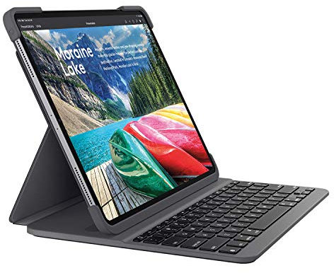 Logitech Slim Folio Pro iPad Case with Wireless Bluetooth Keyboard, iPad Pro 11 Inch (1st Generation Models: A2228, A2068, A2230, A2231), Backlit Keys, 14 iOS Shortcut Keys, QWERTY UK Layout - Black