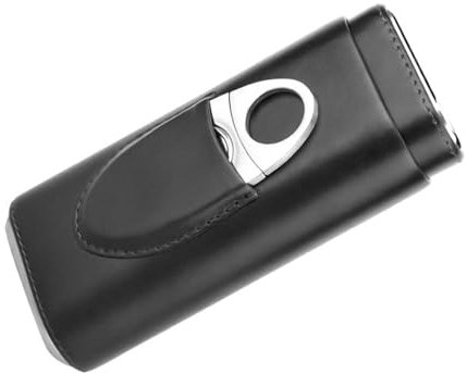 Garosa Portable Leather Travel Cigar Case Cedar Wood Lined Cigar Humidors 3 Tubes with Stainless Steel Cigar Cutter Cutter Stand(Black)