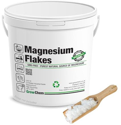 Grow Chem Magnesium Flakes (2KG Bucket) Pure Magnesium Chloride from The Dead Sea - Mineral-Rich Bath Salts for Foot & Muscle Soaks - Improves Sleep, Stress Relief, Joint Health & Skin Hydration