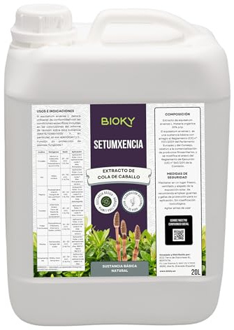Bioky® Cola de Caballo Fungicida 20L – Preventivo y Curativo para Plantas – Bioestimulante Ecológico Plantas de Interior y Huerto Urbano – Controla Hongos como Mildiu, Oídio (20L)