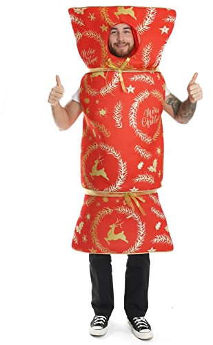 Weihnachts-Knallbonbon-Kostüm, für Erwachsene, X-Mas-Knallbonbonbon, Einheitsgröße, Rot