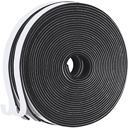 KAPOOSY Weather Stripping Door Seal, 1/4 Inch W X 1/16 Inch T Adhesive Foam Tape, Window Door Draught Excluder Air Conditioner Gasket Foam Tape, Total Length 32 Feet (16ft x 2 Rolls)