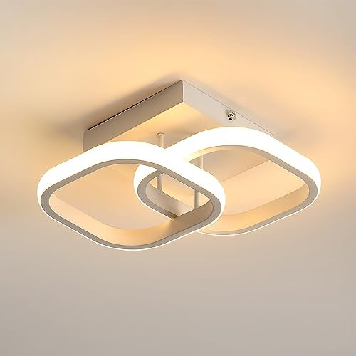 Goeco LED Deckenleuchte Flur, 22W 28 CM Quadratische Deckenlampe LED Innen 3000K Warmweißes Licht, Kreativ Deckenbeleuchtung Lampe für Balkon, Küche, Weiß