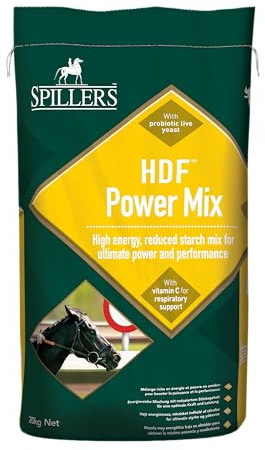 SPILLERS HDF Power Mix Horse Feed, 20KG – High Energy Horse Food for Racing – Reduced Starch Mix for Ultimate Power & Performance – Suitable for Racehorses in Full Training
