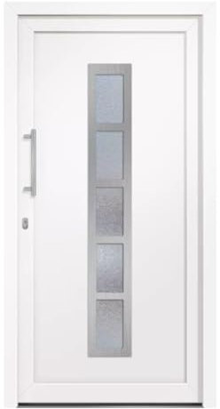 HORI® Haustür Eingangstür Komplettset – Robuste Hauseingangstür mit moderner Optik, hoher Wärmedämmung & Sicherheit, I Farbe: weiß I DIN links I Modell: Frame I 210 x 100 cm