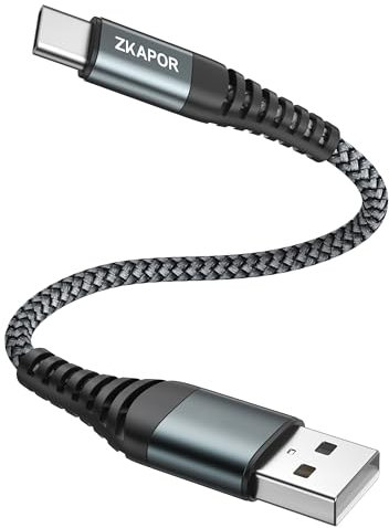 ZKAPOR Câble USB C Court 50CM, Cable USB C Charge Rapide 3A Nylon Tressé Chargeur Type C pour iPhone 15/15 Pro Max, Samsung Galaxy S23/S22/S21/S10, Note 10, Huawei P40/P30, Google Pixel