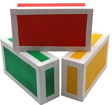 PEHHAH Juggling Wooden Cigar Box Set of 3 -Red/Yellow/Green