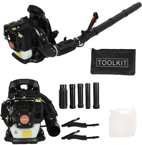 Souffleur de feuilles à essence pour sac à dos, 665 CFM, 63 cc, 2 temps, sans fil pour l'entretien de la pelouse, la neige, les coins de voiture, le nettoyage de la poussière, souffleur de jardin