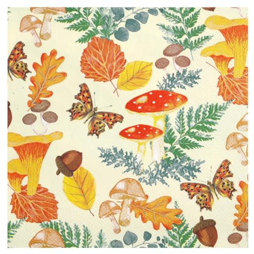 Talking Tables Serviettes en Papier Jetables Lot de 20 Motifs Automne 3 Plis pour Fêtes Anniversaires Décoration de Table Saisonnière Accessoire Restauration 33 x 33 cm
