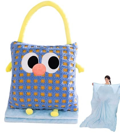Cojín de viaje y manta, combinación de almohada de viaje y manta | 2 en 1 lindo juego de funda de cojín de viaje, almohada de coche multifuncional y gruesa para transformar almohada en manta para sofá