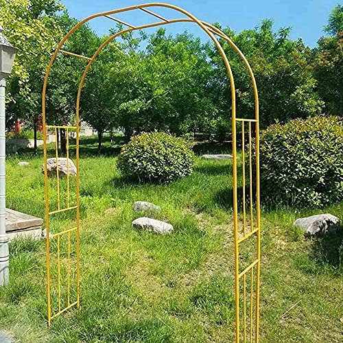 Arco de jardín de hierro forjado con soportes de flores para plantas trepadoras al aire libre, decoración de césped y patio trasero, 150 x 240 cm de altura (negro)