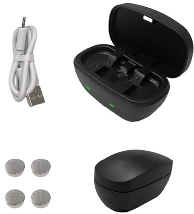 Baterías recargables de tamaño 312 para audífonos y caja de carga, funda de cargador de batería para audífonos 312 con 4 paquetes de baterías para audífonos para uso diario de rotación (cargador + 4