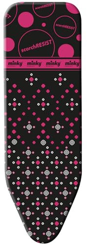 Minky Hotspot Scorch Resistant Ironing Board Cover 122 x 38 cm, 100% Cotton with a Heat Reflective Coating, Elasticated Ironing Board Covers with Foam Padding, Made in the UK