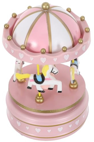 Amosfun Caja de Música de Carrusel Caja Musical Giratoria de Cuerda con Caballos Obsequio para Cumpleaños de Hija Decoración de Mesa para Vacaciones