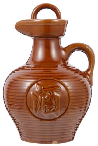 BESTOYARD Brocca in Terracotta Vintage da 500ml con Manico, Contenitore per Vino Pratico e Affidabile dal Design Semplice e Raffinato, per Casa e Locale