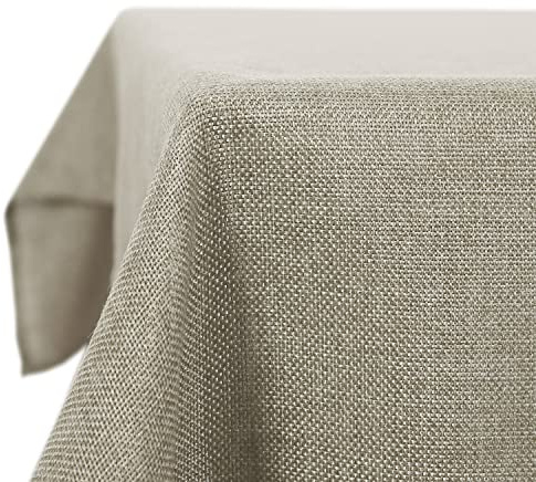 Deconovo Mantel de Mesa Rectangular con Efecto Lino, Impermeable, Antimanchas, para pícnic, 140 x 250 cm, Lino