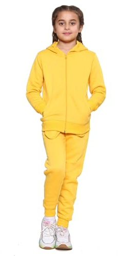 Kids Tracksuits Boys Tracksuit, Hoodies Plain Army Commando Print Tracksuit Hoodie with Jogger Sweatpants Sports Activewear Set Girls Boys Children Age 5-13 Years (Yellow Zipper Suit, 7-8 Years)