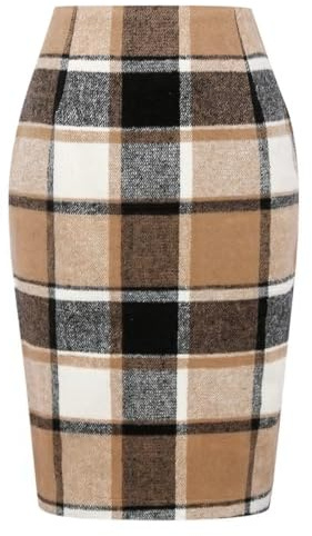 IDEALSANXUN Fall Dresses for Women 2025 Fashion Outfits Winter Clothing Clothes Wool Plaid Tartan Flannel Tweed Corduroy Suede Sweater Dress Skirt, Brown New, S