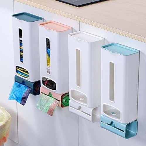 Tuzsocr Carrier Bag Dispenser,Plastic Bag Holder,Wall Mount Self Adhesive Carrier Bag Garbage Storage Box,Easy-Access Openings, Easy to Install, Mounts on Wall or Inside Cabinet Cupboard (dark blue)
