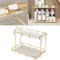 Make Up Kosmetik Organizer, 2 Ebenen Multifunctional Makeup Organizers Skincare Arbeitsplatte Aufbewahrung, Parfüm-Organizer Aufbewahrungshalter Für Lotion,Kosmetik(Gold)