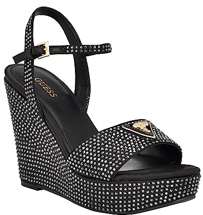 GUESS Damen Hippa Sandale mit Absatz, Schwarz 001, 39 EU