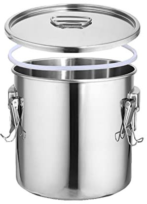 ANSNOW Stockpot with Lid 20-90L Soup Pot Stainless Steel Pail Bucket Milk Can with Sealed Lid/Silver/45 * 45Cm