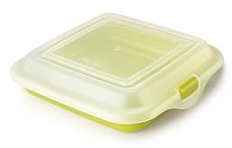 IBILI - Porta Sandwhich - taper embutidos - queso, 14,5 x 14,5 x 3,6 cm, Plástico Libre de BPA, Reutilizable, Verde