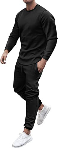 Dinnesis Men's Long-Sleeved O-Neck Sports Suit Taekwondo Suit Boys, black, XXXL