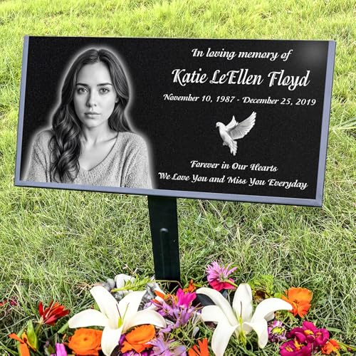 Jiniansh Personalized Memorial Stones, Human Tombstones, Granite Headstones for Outdoor Memorial Plaques, Cemetery Decorations, and Grave Markers