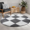 SANAT Milano Shaggy Teppich - Hochflor Teppiche für Wohnzimmer, Schlafzimmer, Küche - Grau Weiss, Größe: 120 cm Rund