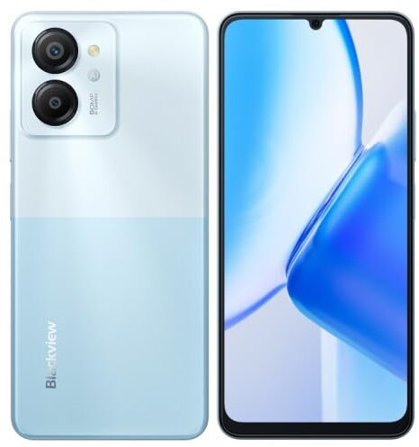 Blackview Color 8 Smartphone Ohne Vertrag, 16GB+256GB, 6,75 FHD+ 90Hz, 50MP+8MP Kamera, 6000mAh Akku, DREI Kartensteckplätze, Android 13 Handy, Smart-K Box Lautsprecher, GPS Blau