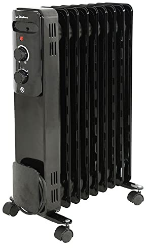 Jack Stonehouse 2000W/2KW Oil Filled Radiator Free Standing - Black Oil Filled Heater With 3 Power Settings - 9 Fin Portable Electric Heaters For Home Low Energy Silent - Plug In Radiator - 7kg