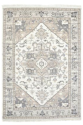 Theko Luxus Vintage Natur - Teppich aus 100% Schurwolle (Wollsiegel); handgeknüpft | 60 x 90 cm; Farbe: Natur | Florrfäden: ca. 104000 markenteppiche - Versian