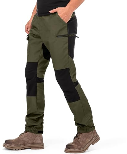 mosingle Mens Hiking Trousers Breathable Walking Pants for Tactical Cargo | Stretch Water Resistant Multi Pockets Working Trousers for Combat, Fishing, Gardening, Trekking, Outdoor, Safari