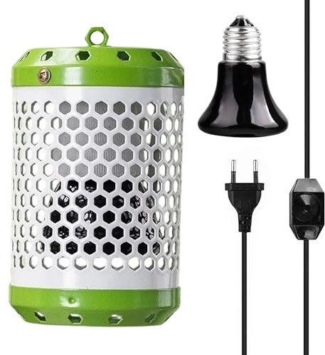 Joycabin Reptilien Wärmelampe mit Lampenschirm, 75 W Wärmelampe Keramik Einstellbare Temperatur für Reptilien Schildkröte Hühner, Vögel, Chamäleon, Schlange