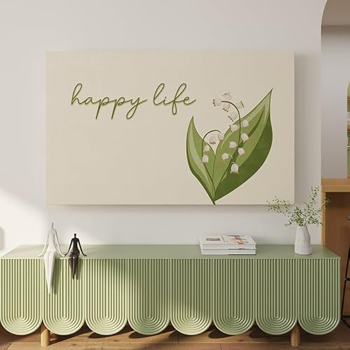 Hiseng TV -Abdeckung Staubschutzhülle, Hülle Bezug Für Fernsehen Schutzhülle Hängend/Desktop Universal Stoff Tv Hülle Anwendbar 42-100 Zoll Flacher Fernseher (80-85 Zoll,Maiglöckchen)