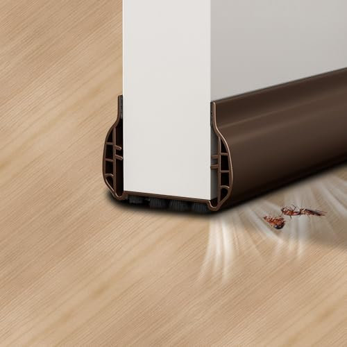 93cm Zugluftstopper für Türen mit Pelzige Basis, Luftzugstopper Selbstklebend Für alle Türen, Türdichtung Zugluftstopper, Stoppen Sie Gerüche und Insekten (Braun)