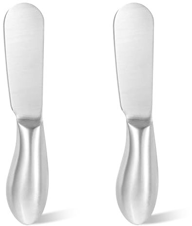 2 Stück Buttermesser Klein Frühstücksmesser Edelstahl Käsemesser Streichmesser Set Dessertmesser Set Marmelade Messer Tafelmesser Brötchenmesser Creme Brotzeitmesser für Sahne und Käse (13.5 cm)