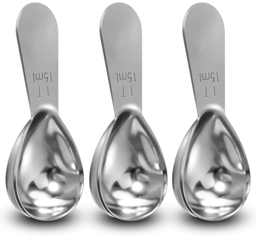 3 cucchiai dosatori per caffè macinato, in acciaio inox, manici corti, cucchiaio dosatore esatto per caffè, tè, zucchero, regali da cucina di Natale in scatola