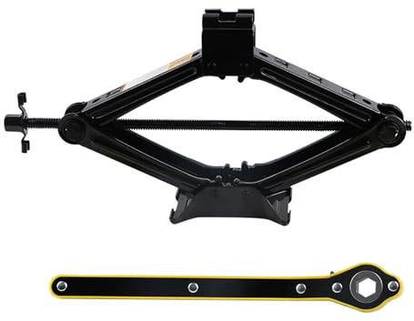 crique Voiture Pont elevateur Voiture Cric à Ciseaux Pliable, 2 tonnes, Accessoires universels, matériau en Acier épais, Type Horizontal, économie d'effort, Durable