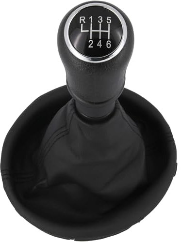 Recambo Schaltknauf + Schaltsack Set 6 Gang passend für VW T5, 2003-2015, Plug & Play, Auto Schalthebel Schaltmanschette, mit Rahmen, schwarz