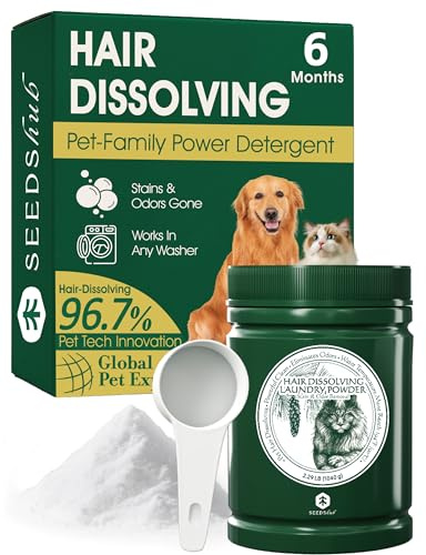 Seedshub Pet Hair Remover for Laundry - Dog & Cat, 96.7% Hair Dissolution, Detergent + Stain Remover, 6-Month Supply, HE/Top/Front-Load Compatible, Removes Residue & Odors, Septic Safe