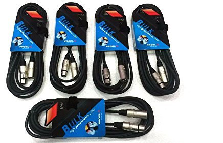 PROEL BULK250LU5 Cavo professionale Audio per Microfono e Casse Monitor, Cannon XLR 3P Maschio/Femmina - Set di 5 cavi da 5 mt.