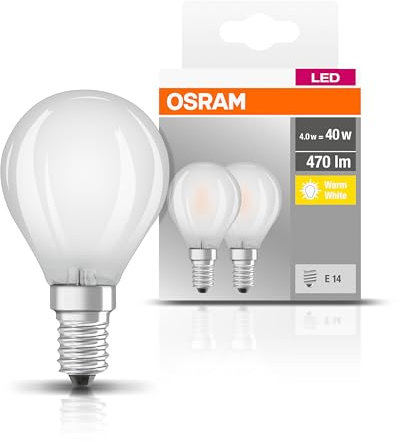 Osram LED Base Classic P Lampe, Sockel: E14, Warm White, 2700 K, 4 W, Ersatz für 40-W-Glühbirne, matt