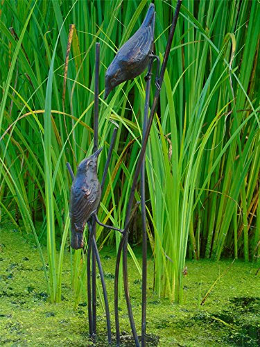 F&G Supplies Birds on Reeds Garden Statue. Cast in Iron with an Aged Bronze Finish