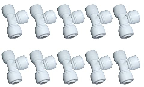 Tee Fitting Quick Connect, 1/4 Inch OD, Clip-Free, for RO Water System