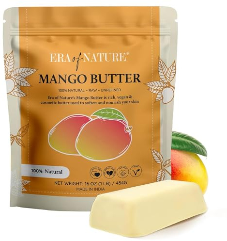 Raw, unrefined mangosmörbar, 45 ml – fuktgivare, använd aluminium eller för gör-det-själv-kroppssmör, tvålar, lotioner och läppbalsam – naturlig, ren och fräsch (USA)
