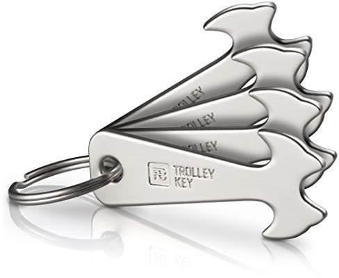 FABACH 4 Trolley Key Einkaufswagenlöser - Ersetzt Einkaufswagenchip, Einkaufschip - Schlüsselanhänger aus Metall für Key Organizer und Schlüsselbund - Kein Steckenbleiben im Einkaufswagen