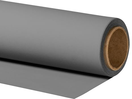 Walimex pro Fond Photo en Carton 1,35 x 10 m, Gris - Toile de Fond pour Studio Photo Professionnel - Idéal pour la Photographie de Produits - sans Reflex, résistant et à Rouler